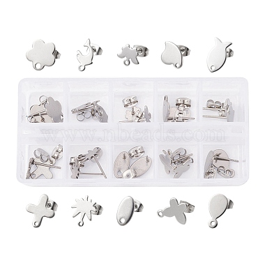 Stainless Steel Color Mixed Shapes 201 Stainless Steel Stud Earring Findings