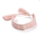 Word Love Polycotton(Polyester Cotton) Braided Bracelet with Tassel Charm(BJEW-F429-07)-1
