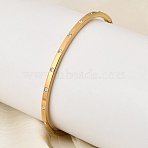304 Stainless Steel Rhinestone Hinged Bangles for Women, Ion Plating(IP), Real 18K Gold Plated, Inner Diameter: 1.93 inch(4.9cm)x2.32 inch(5.9cm)(BJEW-D408-16G)
