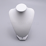 PU Leather Jewelry Display Stands, Necklace Bust Display Stand, White, 7-1/8x9-1/2x5-1/4 inch(18x24x13.5cm)(NDIS-WH0006-01)