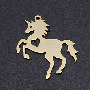 201 Stainless Steel Pendants, Horse with Heart, Golden, 28x25x1mm, Hole: 1.4mm(STAS-N090-JN851-2)