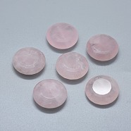 Natural Rose Quartz Cabochons, Faceted, Flat Round, 24.5x8.5mm(G-F656-13)