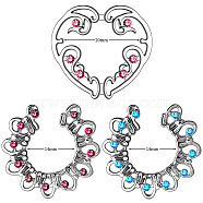 3 Pairs 3 Styles Titanium Rhinestone Heart Nipple Rings, No Perforation Nipple Rings, Hollow Pattern, Stainless Steel Color, Mixed Color, Inner Diameter: 12~14mm, 1 pair/style(WG76523-08)