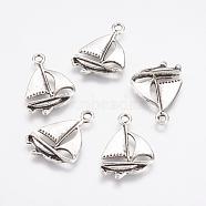 Alloy Pendants, Sailing Boat, Antique Silver, 23x16x2mm, Hole: 2mm(PALLOY-G192-11AS)