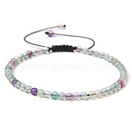 4mm Natural Fluorite Beaded Braided Bracelets, Adjustable Women's Bracelets, (SY1950-12)