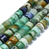Natural Chrysocolla and Lapis Lazuli Beads Strand, with Seed Beads, Column, 12x6~7mm, Hole: 1mm, about 45pcs/strand, 15.75''(40cm)(G-K245-C06-05)