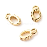 Brass Micro Pave Clear Cubic Zirconia Charms, Cadmium Free & Lead Free, Oval, Real 18K Gold Plated, 8.5x4.5x2mm, Hole: 1.4mm(ZIRC-P094-11G-RS)