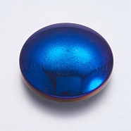 Electroplate Non-magnetic Synthetic Hematite Cabochons, Flat Round, Blue Plated, 20x5.5mm(G-K237-18B-01B)