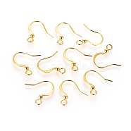 Long-Lasting Plated Brass French Earring Hooks, with Horizontal Loop, Flat Earring Hooks, Real 18K Gold Plated, Nickel Free, 15.5x3mm, Hole: 1.5mm, Pin: 0.9mm(X-KK-K204-137G-NF)