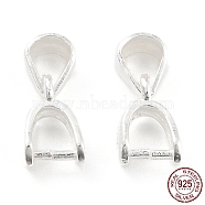 925 Sterling Silver Ice Pick Pinch Bails, Triangle, Silver, 8x5x2.5mm, Hole: 3mm, Pin: 0.6mm(STER-Z001-012S)