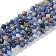 Natural Sodalite Beads Strands, Faceted, Round, 4~4.5mm, Hole: 0.7mm, about 88~107pcs/strand, 14.80~15.59''(37.6~39.6cm)(G-G139-A07-03)