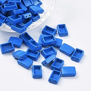 Spray Painted Alloy Multi-Strand Links, For Tile Elastic Bracelets Making, Rectangle, Blue, 11.3x8x4mm, Hole: 0.8mm(PALLOY-G268-B-045)