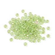 Frosted Silver Lined Glass Seed Beads, Round Hole, Round, Light Green, 3x2mm, Hole: 1mm, 787pcs/bag(GLAA-Q096-02G)