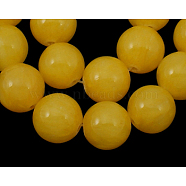 Natural Yellow Jade Beads Strands, Round, Dyed, Yellow, about 10mm in diameter, hole: 1mm, about 40 pcs/strand, 16 inch(X-JBR10mm-7)
