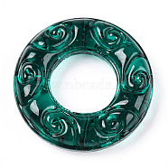 Handmade Lampwork Linking Rings, Textured Round Ring, Teal, 25x5.5mm, Inner Diameter: 11.5mm(LAMP-T021-12A)