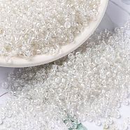 MIYUKI Round Rocailles Beads, Japanese Seed Beads, (RR3637) Fancy Lined Soft White, 15/0, 1.5mm, Hole: 0.7mm, about 250000pcs/pound(SEED-G009-RR3637)