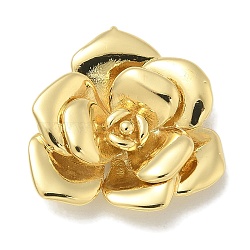 Rack Plating Brass Pendants, Long-Lasting Plated, Lead Free & Cadmium Free, Rose Flower Charms, Real 18K Gold Plated, 23.5x22.5x5mm, Hole: 1mm(KK-L224-057G)