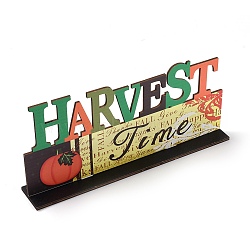 Natural Wood Display Decorations, Word Harvest, Colorful, 270x44x123mm(DJEW-O001-07)