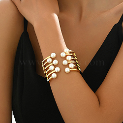 Elegant Vintage Casual Real 18K Gold Plated Alloy Cuff Bangles for Women, 2-1/8~3-1/8 inch(5.5~8cm)(HE0231)