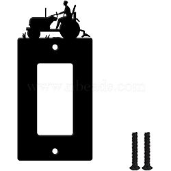 Iron Light Switch Plate Outlet Cover, Metal Switch Plates Decoration, with Screws, Rectangle with Tractor, Black, 149x69mm(AJEW-WH0197-031)