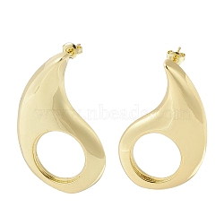 Brass Stud Earrings, Teardrop, Real 18K Gold Plated, 41x25.5mm(EJEW-M244-12G)