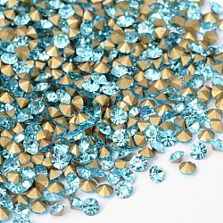 Back Plated Grade A Diamond Glass Pointed Rhinestone, Aquamarine, 3~3.2mm, about 1440pcs/bag(RGLA-SS12-004)