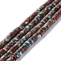 Assembled Synthetic Bronzite and Imperial Jasper Beads Strands, Dyed, Heishi Beads, Flat Round/Disc, Deep Sky Blue, 8x3mm, Hole: 1.2mm, about 145pcs/strand, 16.14 inch(41cm)(G-I318-08)