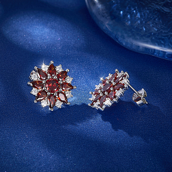 S925 Silver Snowflake Blue Crystal Earrings for Women's Elegant Gift