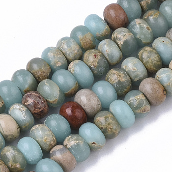 Natural Aqua Terra Jasper Beads Strands, Rondelle, 6x4mm, Hole: 0.8mm, about 102~103pcs/strand, 15.94 inch(40.5cm)