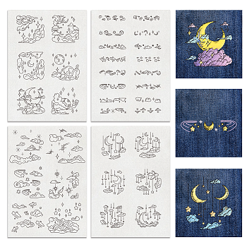 4 Sheets 11.6x8.2 Inch Stick and Stitch Embroidery Patterns, Non-woven Fabrics Water Soluble Embroidery Stabilizers, Cloud, 297x210mmm