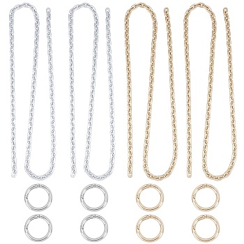 Handmade Spray Painted CCB Cable Chains, with Zinc Alloy Spring Gate Rings, Unwelded, Platinum & Golden, Link: 14.5x9.5x3mm, 39.37 inch(1m)/strand, 2 colors, 2strands/color,  4strands