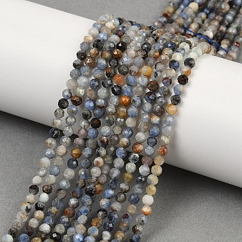 Natural Kyanite Beads Strands, Faceted, Round, Grade AB, 3~3.5mm, Hole: 0.6mm, about 119pcs/strand, 15.35''(39cm)