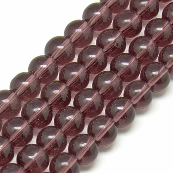 Glass Beads Strands, Round, Lt.Purple, about 4mm in diameter, hole: 0.5mm, about 80pcs/strand, 13 inch