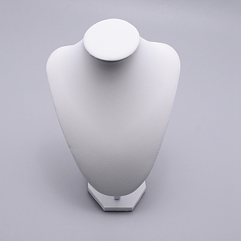PU Leather Jewelry Display Stands, Necklace Bust Display Stand, White, 7-1/8x9-1/2x5-1/4 inch(18x24x13.5cm)