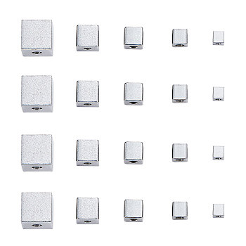 304 Stainless Steel Beads, Cube, Stainless Steel Color, 50pcs/box