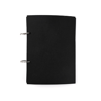 Rectangle Felt Pin Collection Display, with Iron Ring Clasps, for Pin Badge Collection Binder, Black, 260x190x14mm