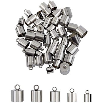 Smooth Surface 304 Stainless Steel Cord Ends, End Caps, Stainless Steel Color, 74x73x25mm, 50pcs/box