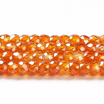 Cubic Zirconia Bead Strands, Faceted Rondelle, Chocolate, 3x2mm, Hole: 0.6mm, about 164~172pcs/strand, 14.57~14.88 inch(37~37.8cm)