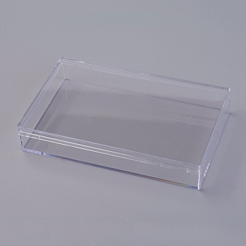 Polystyrene(PS) Plastic Bead Containers, Rectangle, Clear, 14.4x9x2.5cm, Inner Diameter: 14x8.5cm