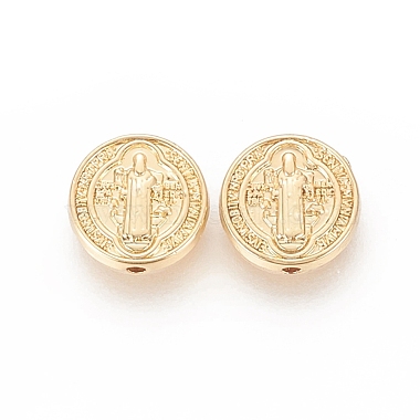 Real 18K Gold Plated Flat Round Brass Beads
