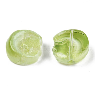 Yellow Green Moon Glass Beads