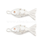 Brass Micro Pave Clear Cubic Zirconia Pendants, Fish Charms, Silver, 22x9x5mm, Hole: 1mm(X-KK-C080-02A-S)