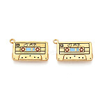 304 Stainless Steel Enamel Pendants, Tape Charms, Ion Plating(IP), Real 18K Gold Plated, Colorful, 13x20.5x2mm, Hole: 1.3mm(X-STAS-N124-20G)