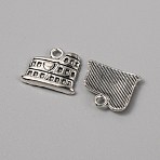 Tibetan Style Alloy Pendants, House Charms, Antique Silver, 13.5x16x2.5mm, Hole: 2mm(FIND-CJC0018-16AS)