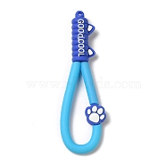 Cat Paw Print PVC Plastic Phone Wristlet Strap Rope, Mobile Accessories Decoration, Deep Sky Blue, 10.8~10.9x3.3~3.4x1.3cm(KY-Z001-01B)