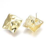 Alloy Stud Earring Findings, with Loop, Steel Pins, Light Gold, 21x21mm, Hole: 4.5mm, Pin: 0.7mm(PALLOY-S121-53)