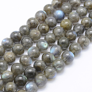 Natural Labradorite Beads Strands, Round, 8mm, Hole: 1mm, about 54pcs/strand, 15.7 inch(40cm)(G-P336-19-8mm)