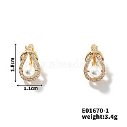 Summer Chic Imitation Pearl Ear Studs Fashion European American Style Earrings, Golden, 18x11mm(CK5896-1)