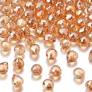 Transparent Glass Charms, Teardrop, Faceted, AB Color Plated, Goldenrod, 10.5x8mm, Hole: 1.2mm(GLAA-P070-A05)