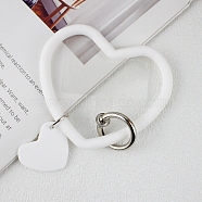 Silicone Heart Loop Phone Lanyard, Wrist Lanyard Strap with Plastic & Alloy Keychain Holder, White, 7.5x8.8x0.7cm(MOBA-PW0001-27J)